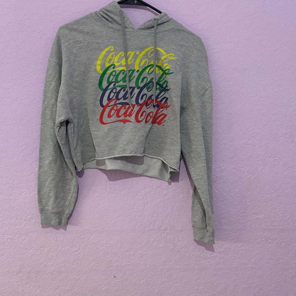 Coca Cola Multicolor Logo Gray Hoodie